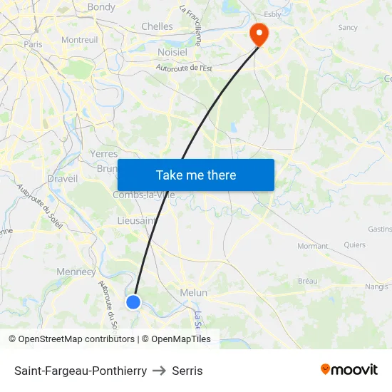 Saint-Fargeau-Ponthierry to Serris map