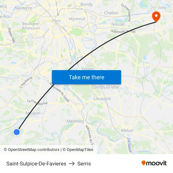 Saint-Sulpice-De-Favieres to Serris map