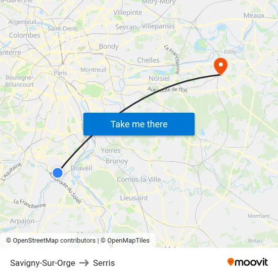 Savigny-Sur-Orge to Serris map