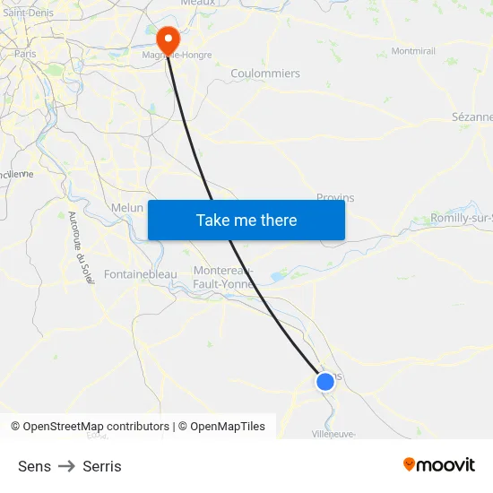 Sens to Serris map