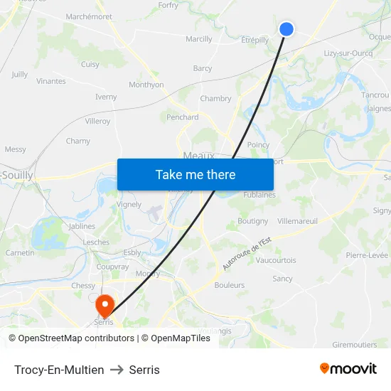 Trocy-En-Multien to Serris map