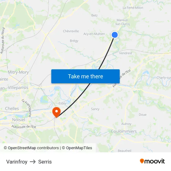 Varinfroy to Serris map