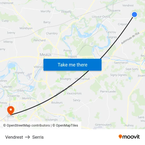 Vendrest to Serris map