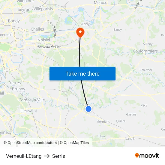 Verneuil-L'Etang to Serris map