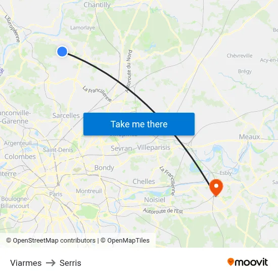 Viarmes to Serris map