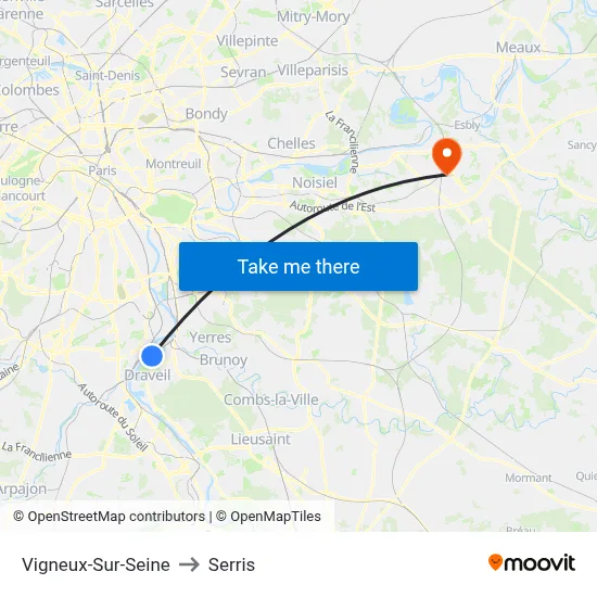 Vigneux-Sur-Seine to Serris map