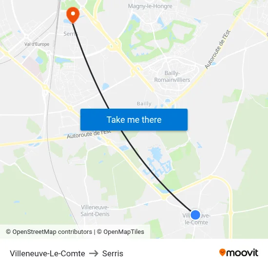 Villeneuve-Le-Comte to Serris map