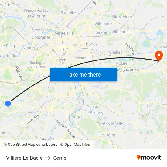 Villiers-Le-Bacle to Serris map