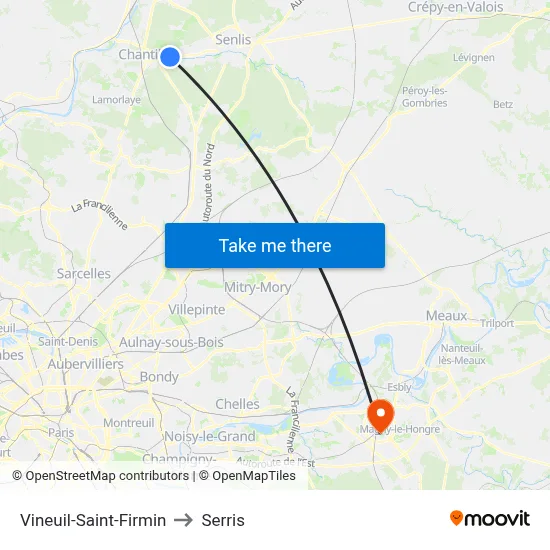 Vineuil-Saint-Firmin to Serris map