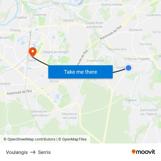 Voulangis to Serris map