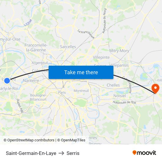 Saint-Germain-En-Laye to Serris map