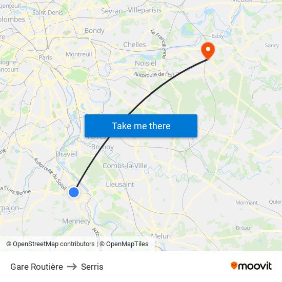 Gare Routière to Serris map