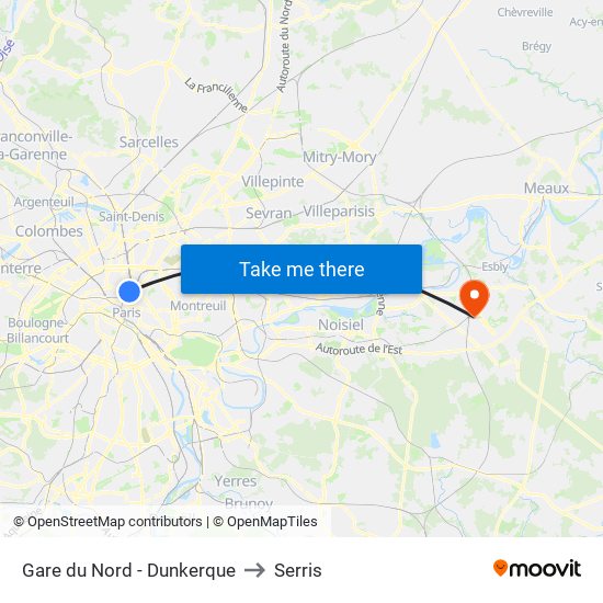 Gare du Nord - Dunkerque to Serris map