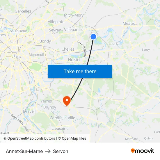 Annet-Sur-Marne to Servon map