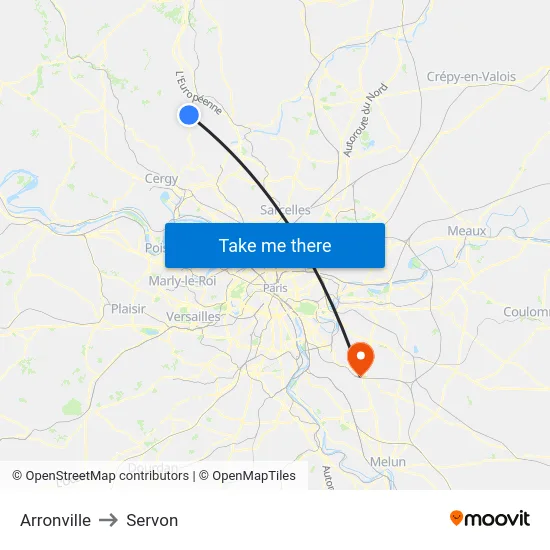 Arronville to Servon map