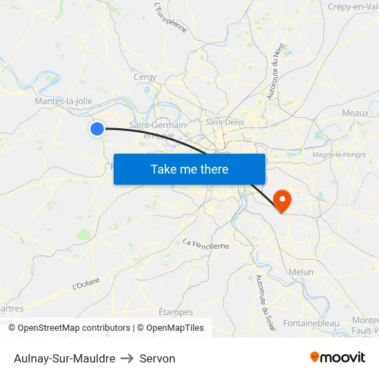Aulnay-Sur-Mauldre to Servon map