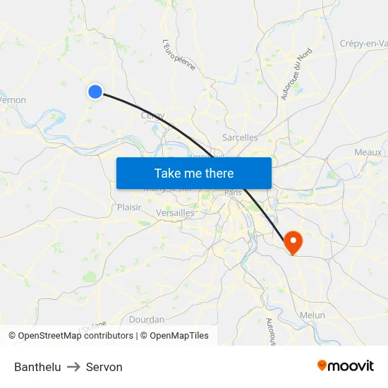 Banthelu to Servon map