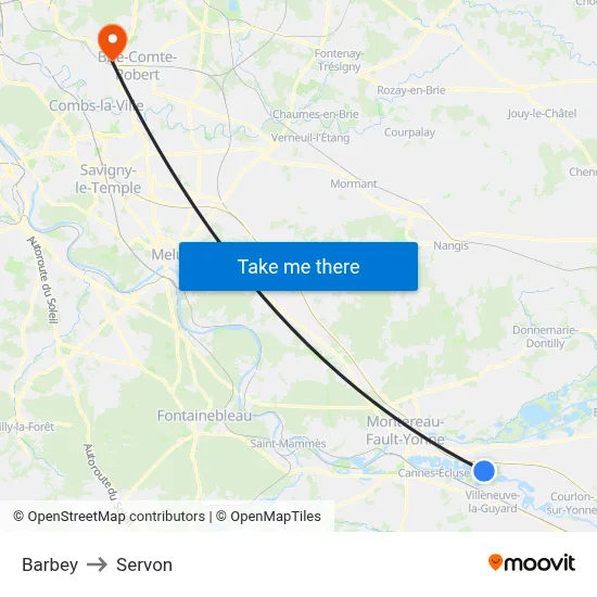 Barbey to Servon map