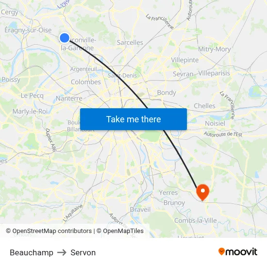 Beauchamp to Servon map
