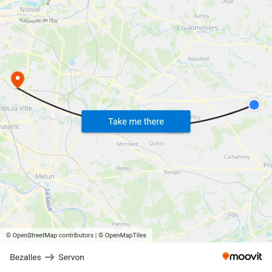 Bezalles to Servon map