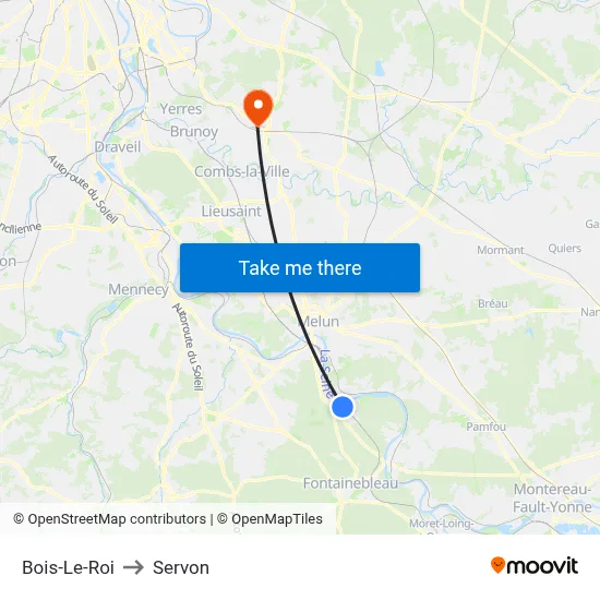 Bois-Le-Roi to Servon map