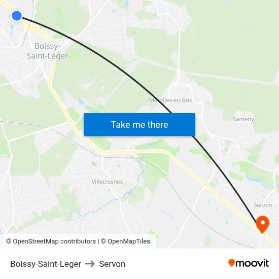 Boissy-Saint-Leger to Servon map