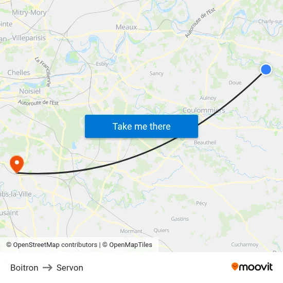 Boitron to Servon map