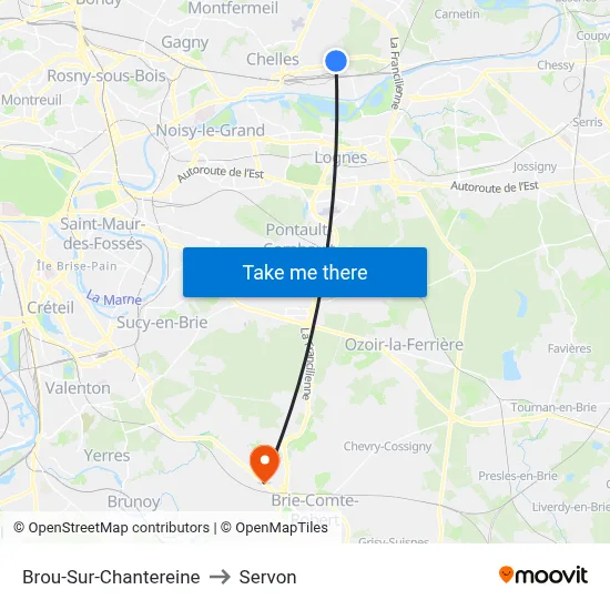Brou-Sur-Chantereine to Servon map