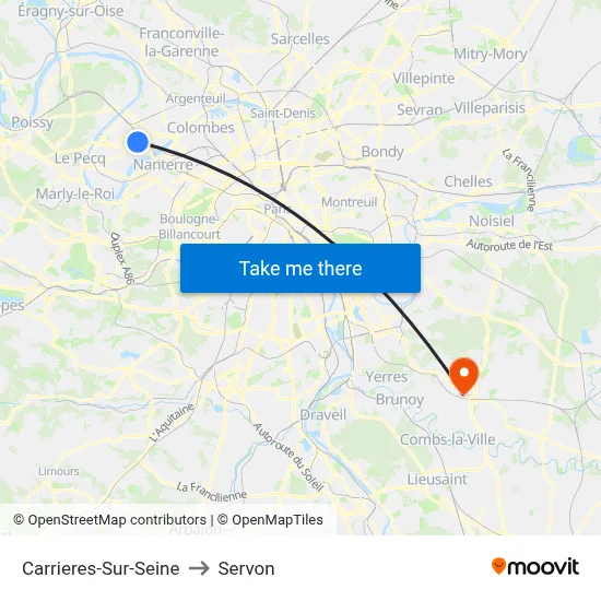 Carrieres-Sur-Seine to Servon map