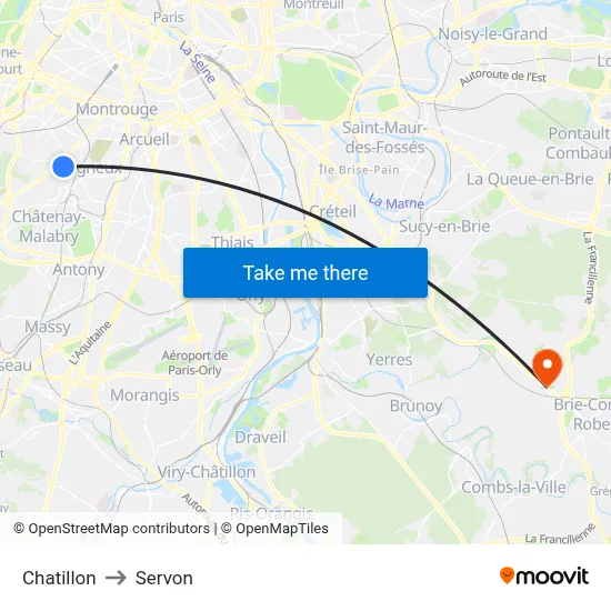 Chatillon to Servon map