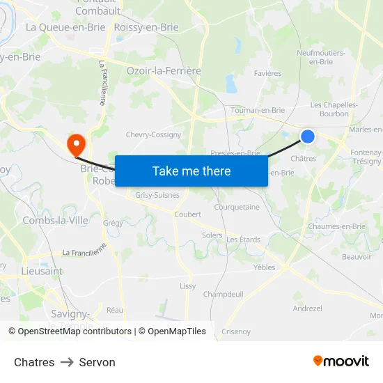 Chatres to Servon map