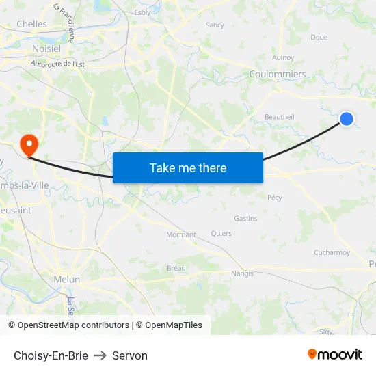 Choisy-En-Brie to Servon map