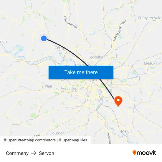 Commeny to Servon map