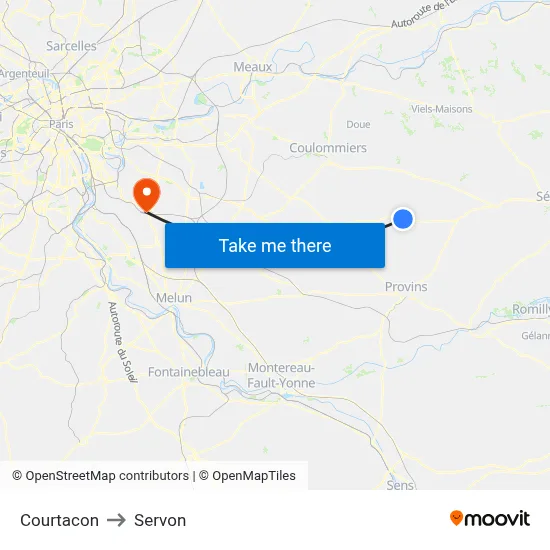 Courtacon to Servon map