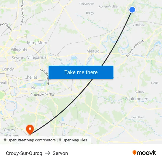 Crouy-Sur-Ourcq to Servon map