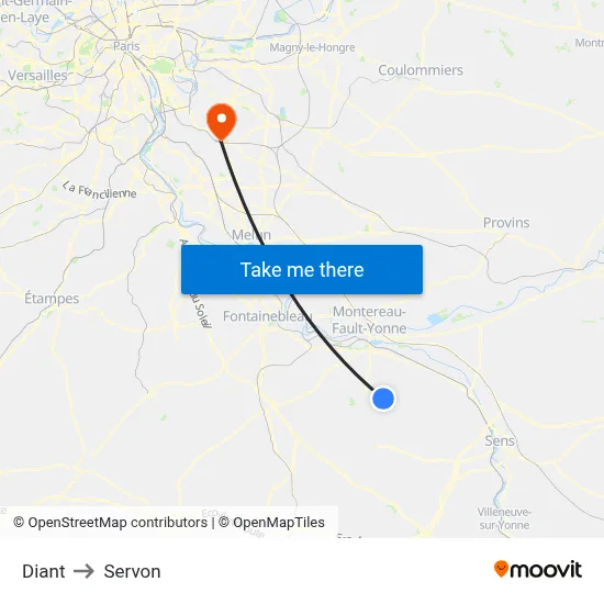 Diant to Servon map
