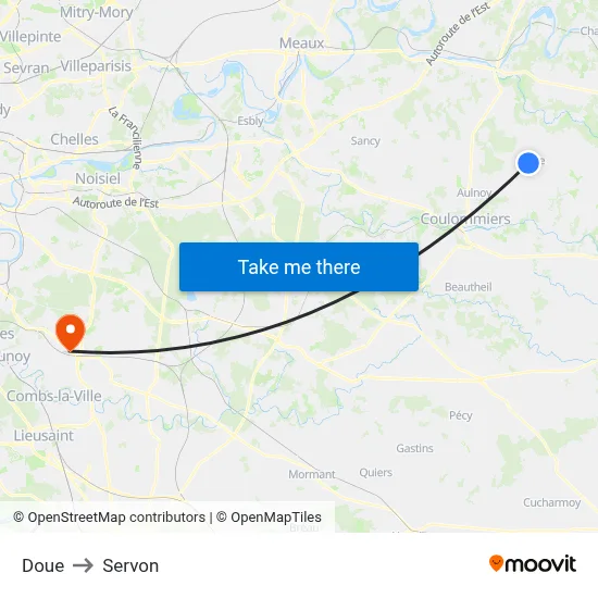 Doue to Servon map