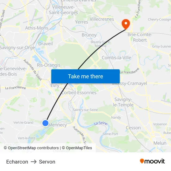 Echarcon to Servon map