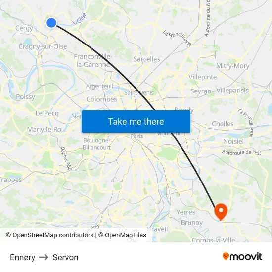 Ennery to Servon map