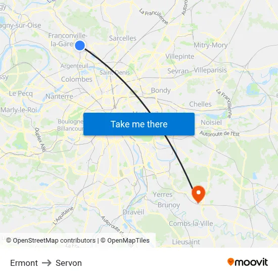 Ermont to Servon map