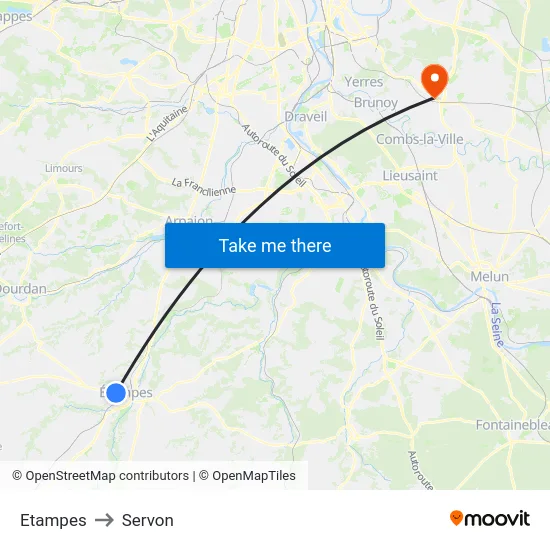 Etampes to Servon map