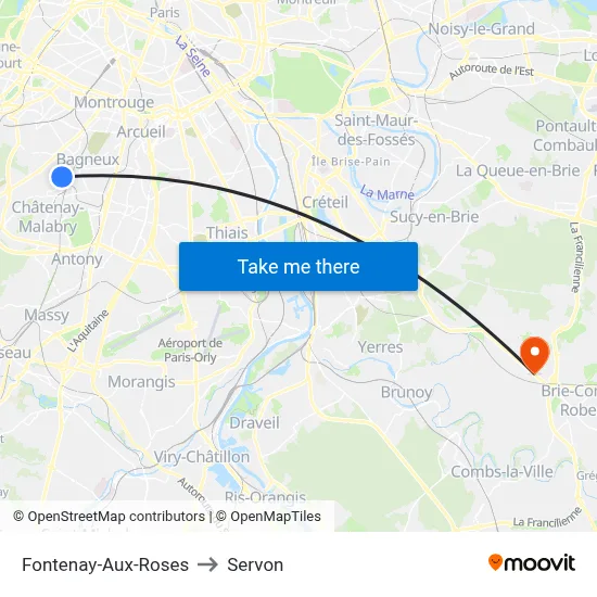 Fontenay-Aux-Roses to Servon map