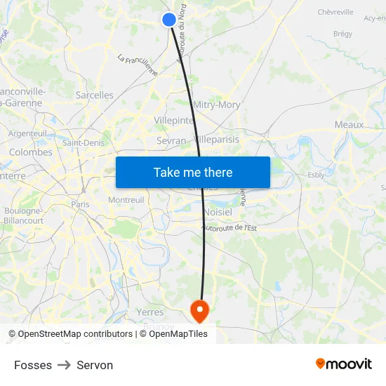 Fosses to Servon map