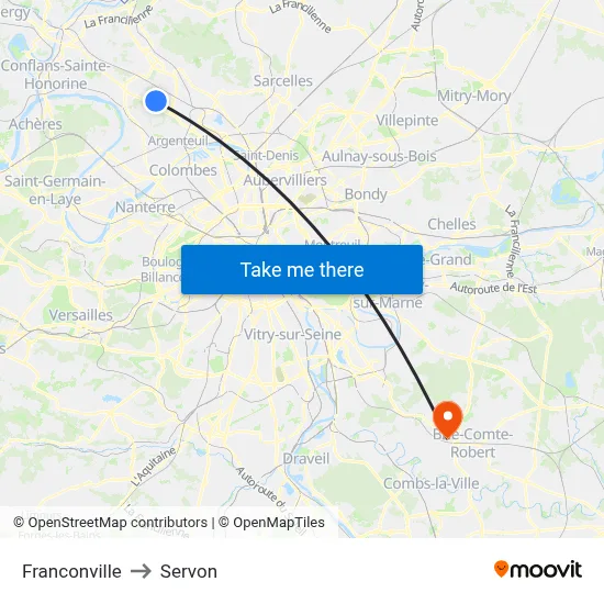 Franconville to Servon map
