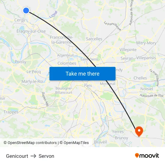 Genicourt to Servon map
