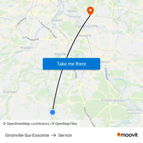 Gironville-Sur-Essonne to Servon map