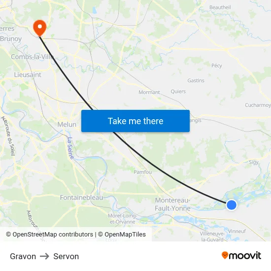 Gravon to Servon map