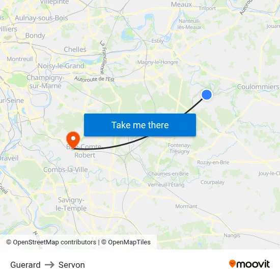 Guerard to Servon map