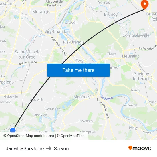 Janville-Sur-Juine to Servon map
