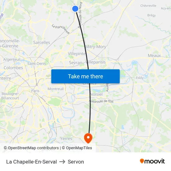 La Chapelle-En-Serval to Servon map
